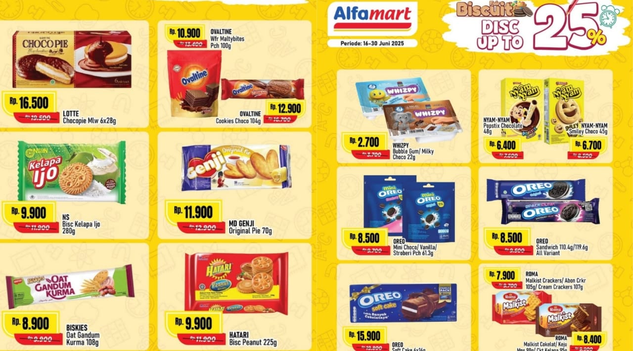 Promo Alfamart Hari Ini, Diskon Belanja Murah Biscuit Favorit Hingga 25 Persen! Cek Katalognya